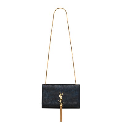 YSL KATE MEDIUM WITH TASSEL IN SHINY CROCODILE-EMBOSSED LEATHER 354119AAAY14083 (24*14.5*5.5cm)